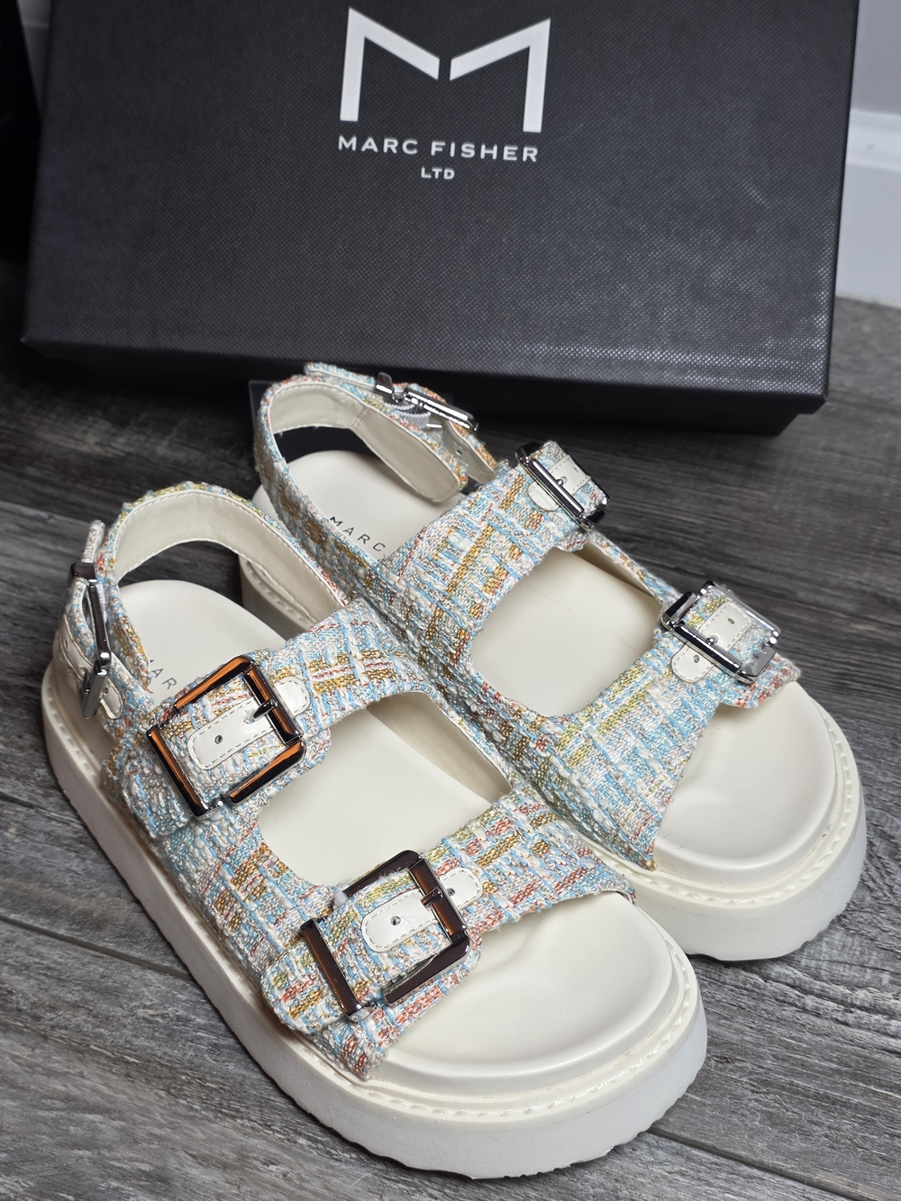 Marc Fisher LTD Women's Agenda Tweed Platform Sandals Sz 6 *NWB